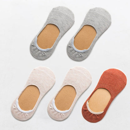 5 Pairs Spring Summer Women Socks Solid Color Fashion Wild Shallow Mouth Felmen Girls Female Invisible No Show Slipper Socks