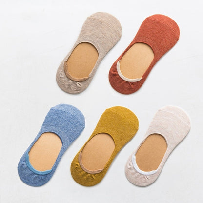 5 Pairs Spring Summer Women Socks Solid Color Fashion Wild Shallow Mouth Felmen Girls Female Invisible No Show Slipper Socks