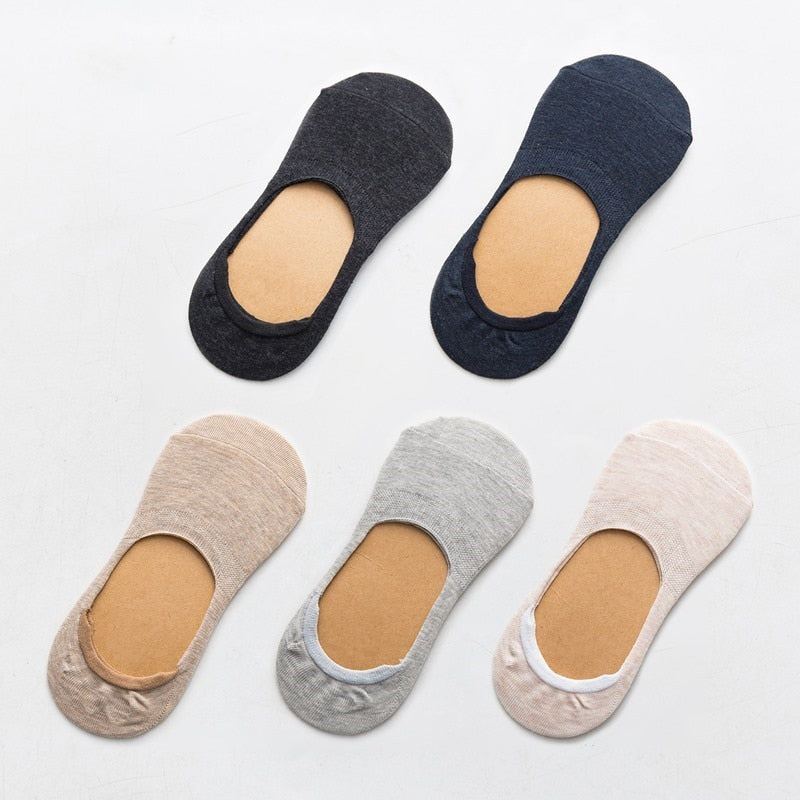 5 Pairs Spring Summer Women Socks Solid Color Fashion Wild Shallow Mouth Felmen Girls Female Invisible No Show Slipper Socks